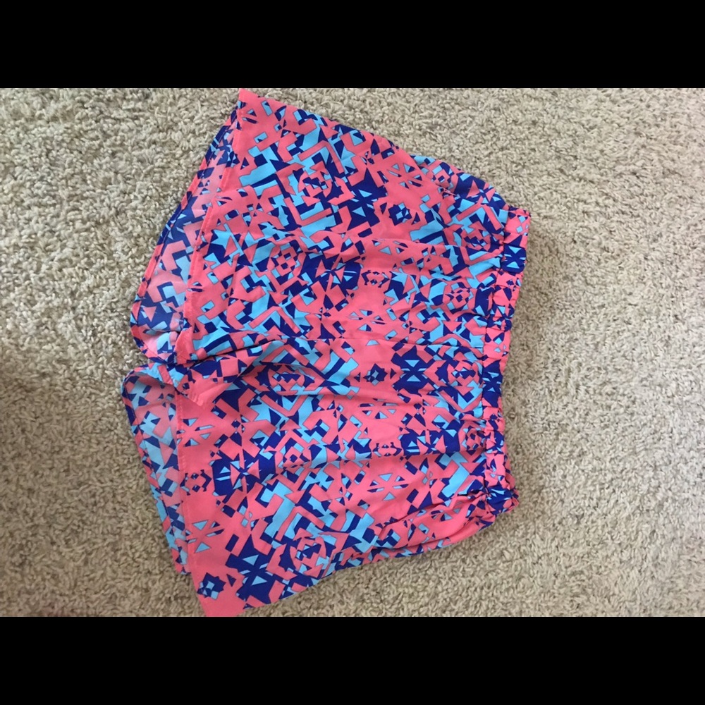 Pink/blue/turquoise flowy shorts